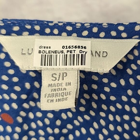Lucky Brand Ruffled Surplice Blue Polka Dot Dress Cute Casual Comfy Pullover LB - Picture 4 of 11